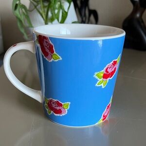 Starbucks Blue Mug with Red Floral Design 2004